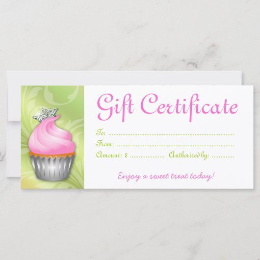 Cupcake Gift Certificate Crown Pink Limon (Vorderseite)