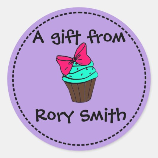 Cupcake Gift Tag Runder Aufkleber (Vorderseite)