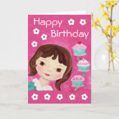 Cupcake Girl Geburtstagskarte Karte (Gelbe Blume)