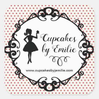 Cupcake Girl Silhouette Packing Stickers
