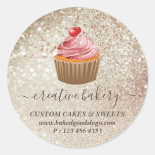 Cupcake Glanz Gold Bäckerei Gebäck Runder Aufkleber
