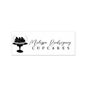 Cupcake-Glas-Dome-Bäckerei-Bäcker-Schrift-Logo Gummistempel