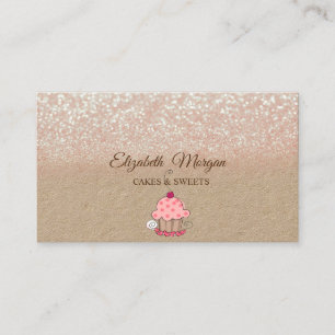 Cupcake, Glitter Ombre Rustikal Kraftpapier Visitenkarte