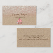 Cupcake, Glitzer Ombre Rustic Kraft Visitenkarte (Vorne/Hinten)