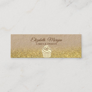 Cupcake, Gold Glitzer Ombre Rustic Kraft Mini Visitenkarte