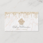 Cupcake Gold Glitzer Tropfen Marmorbäckerei Desser Visitenkarte (Vorderseite)