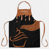Cupcake Groovy Streifen Tropfens Black Brown Schürze (Vorderseite)