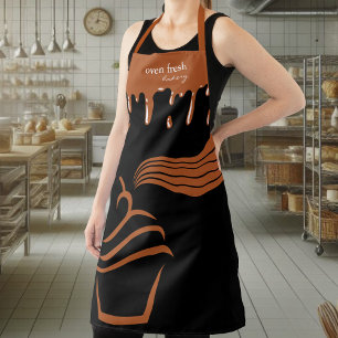 Cupcake Groovy Streifen Tropfens Black Brown Schürze