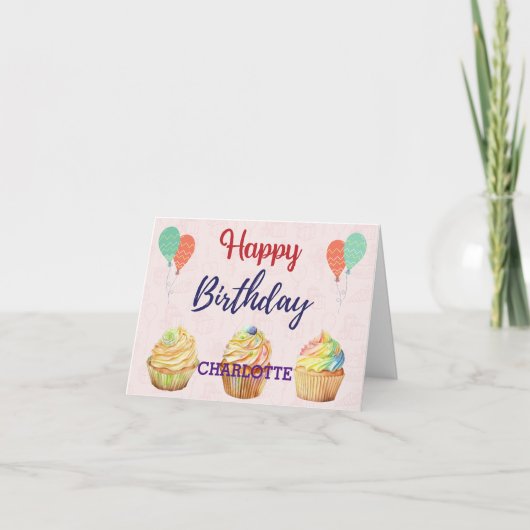 Cupcake Happy Birthday Card Karte (Vorderseite)