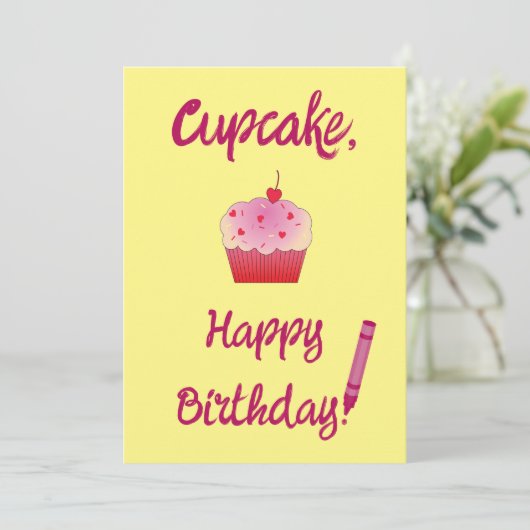 Cupcake, Happy Birthday! Einladung (Stehend Vorderseite)