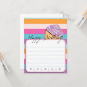 CUPCAKE HAPPY BIRTHDAY FLAT CARD KARTE (Vorderseite/Rückseite Beispiel)