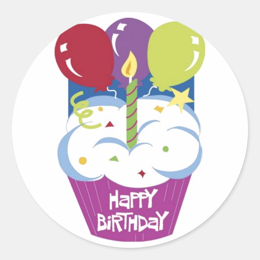 Cupcake Happy Birthday Sticker (Vorderseite)
