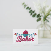 Cupcake heart bakery baking faux embroidery visitenkarte (Stehend Vorderseite)