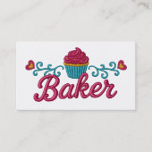 Cupcake heart bakery baking faux embroidery visitenkarte (Vorderseite)