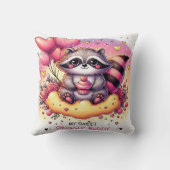 Cupcake Heart Raccoon Valentine Kissen (Rückseite)