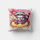 Cupcake Heart Raccoon Valentine Kissen (Vorderseite)