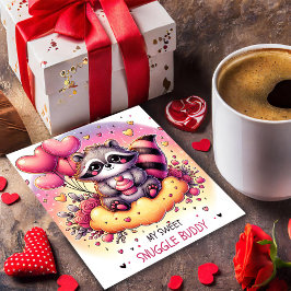 Cupcake Heart Raccoon Valentines Karte