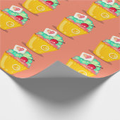 Cupcake Herz und Kirschpfirsichgold aquamarin nied Geschenkpapier (Ecke)