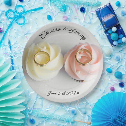 Cupcake Hochzeitstorte Rosa Gelb Pappteller (Party)