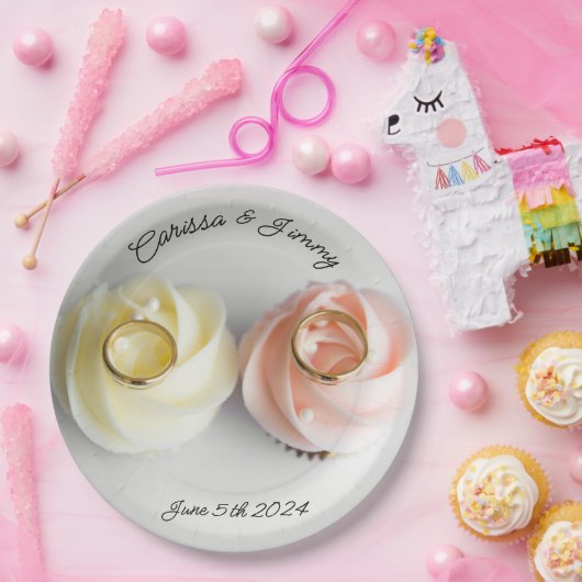Cupcake Hochzeitstorte Rosa Gelb Pappteller (Party)