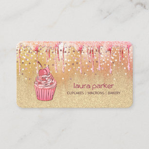 Cupcake Home Bäckerei Gebäck Rose Gold Tröpfelnd Visitenkarte