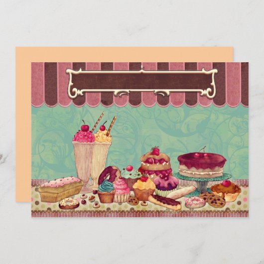 Cupcake & Ice Creme Party Einladung (Vorne/Hinten)