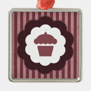 Cupcake im Vintage-Stil Silbernes Ornament