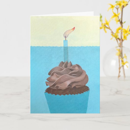Cupcake in Water #2 Karte (Gelbe Blume)