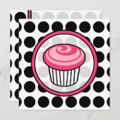 Cupcake Invasion - Polka Dot / Pink & Black Einladung (Vorne/Hinten)