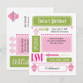 Cupcake Invite Einladungspostkarte (Vorne/Hinten)