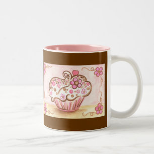 Cupcake-Kaffeetasse als Geburtstagsgeschenk Zweifarbige Tasse