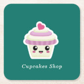 Cupcake Kawaii Rechteckiger Pappuntersetzer (Vorderseite)