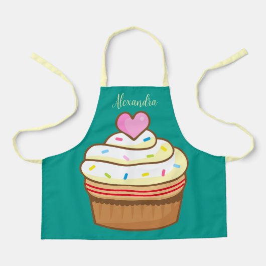 Cupcake Kids NAME Backapresse Retro Schürze (Vorderseite)