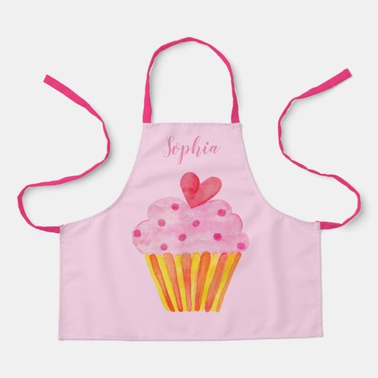 Cupcake Kids NAME Backen Schürze Aquarelltonretro (Vorderseite)