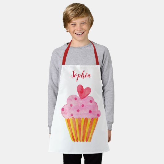 Cupcake Kids NAME Backen Schürze Aquarelltonretro (Getragen)