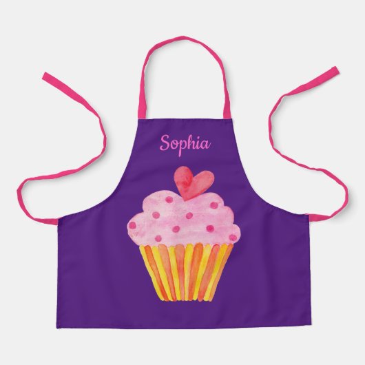 Cupcake Kinder NAME Backen Schürze Aquarell (Vorderseite)
