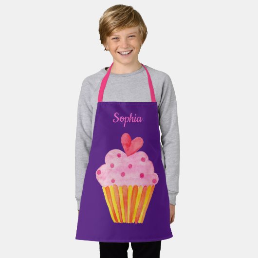 Cupcake Kinder NAME Backen Schürze Aquarell (Getragen)