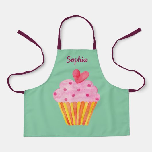 Cupcake Kinder NAME Backen Schürze Aquarell (Vorderseite)