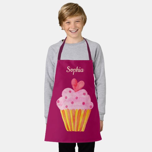 Cupcake Kinder NAME Backen Schürze Aquarell (Getragen)