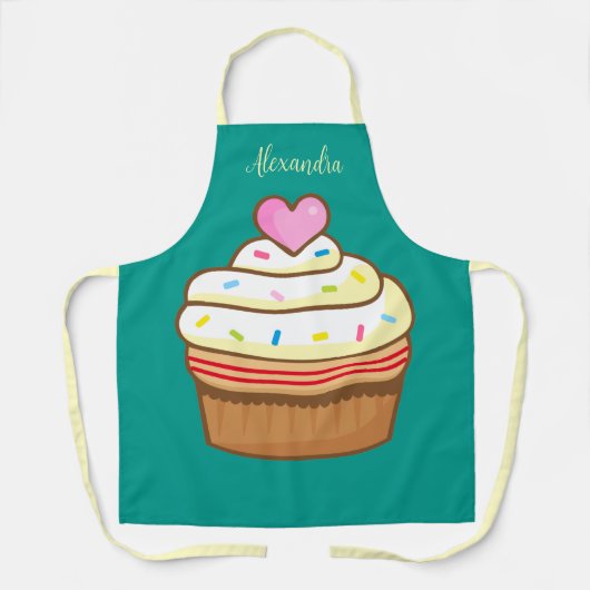 Cupcake Kinder NAME Backen Schürze Retro (Vorderseite)