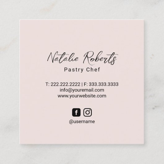 Cupcake Konditorei Bäckerei Rose Gold Confetti Quadratische Visitenkarte (Rückseite)