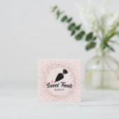 Cupcake Konditorei Bäckerei Rose Gold Confetti Quadratische Visitenkarte (Stehend Vorderseite)
