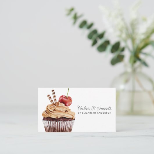 Cupcake Konditorei Koch Bäckerei Business Card Visitenkarte (Stehend Vorderseite)