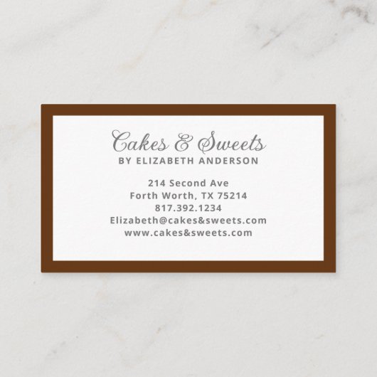 Cupcake Konditorei Koch Bäckerei Business Card Visitenkarte (Rückseite)