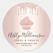 Cupcake Konditorei Koch Bäckerei Rose Gold Glitzer Runder Aufkleber (Vorderseite)