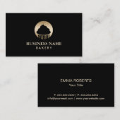 Cupcake Konditorei Koch Black & Gold Visitenkarte (Vorne/Hinten)