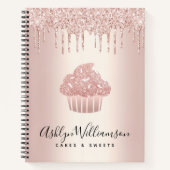 Cupcake Konditorei Koch Glitzer Tropfen Rose Gold Notizblock (Vorderseite)