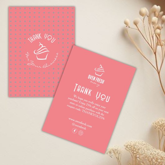 Cupcake Konditorei Polka Dots Light Coral Begleitkarte