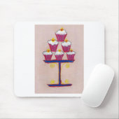 Cupcake-Kunstposter mit Kirsche und rosa Hintergru Mousepad (Mit Mouse)