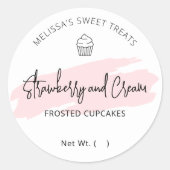 Cupcake Label Feminée Bäckerei Geschmack Rundaufkl Runder Aufkleber (Vorderseite)